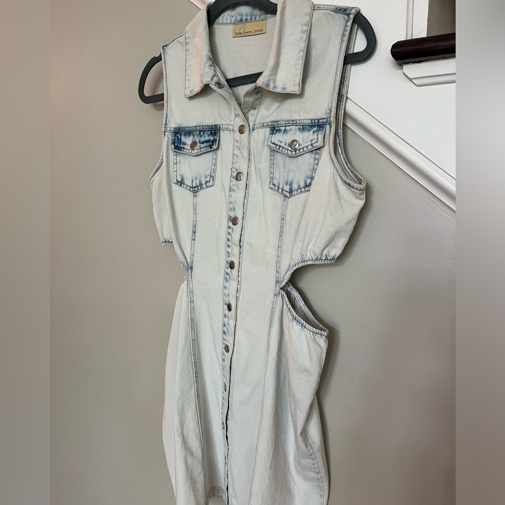 Mini denim dress with cut outs! Size M/L